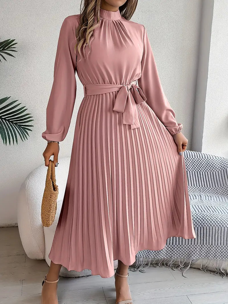 Madison | Women's Pleated Midi Dress | Long Sleeve-Women Dress-Pick NewYork