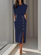 Victoria | Women's Midi Dress | Short Sleeve-Women Dress-Pick NewYork