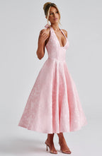 Madison | Women's Halter Midi Dress | Wedding Guest Style-Women Dress-Pick NewYork