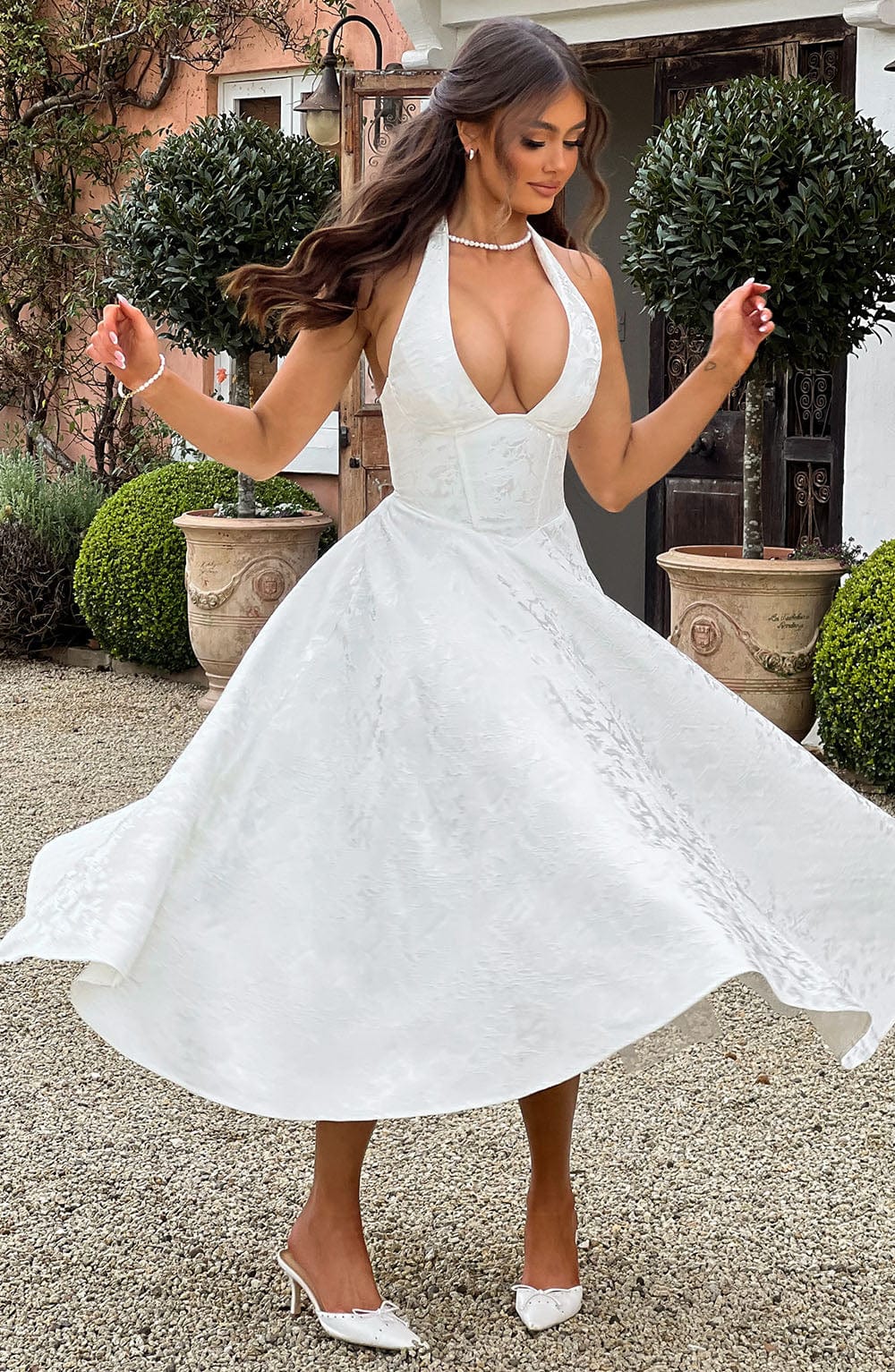 Madison | Women's Halter Midi Dress | Wedding Guest Style-Women Dress-Pick NewYork