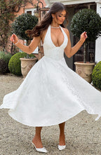 Madison | Women's Halter Midi Dress | Wedding Guest Style-Women Dress-Pick NewYork