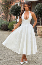 Madison | Women's Halter Midi Dress | Wedding Guest Style-Women Dress-Pick NewYork