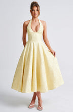 Madison | Women's Halter Midi Dress | Wedding Guest Style-Women Dress-Pick NewYork
