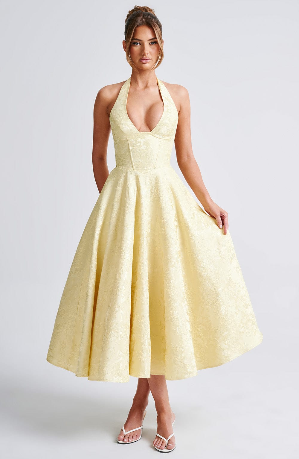 Madison | Women's Halter Midi Dress | Wedding Guest Style-Women Dress-Pick NewYork