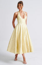 Madison | Women's Halter Midi Dress | Wedding Guest Style-Women Dress-Pick NewYork