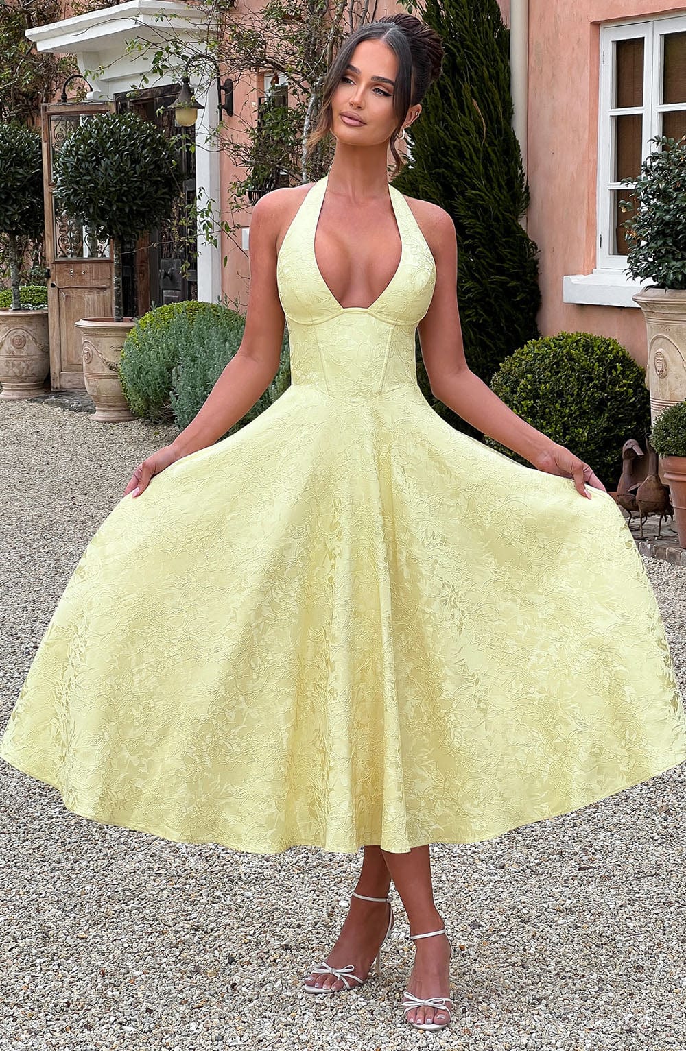 Madison | Women's Halter Midi Dress | Wedding Guest Style-Women Dress-Pick NewYork