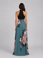 Elena | Women's Floral Print Maxi Dress | Halter Neck Front Slit-Women Dress-Pick NewYork