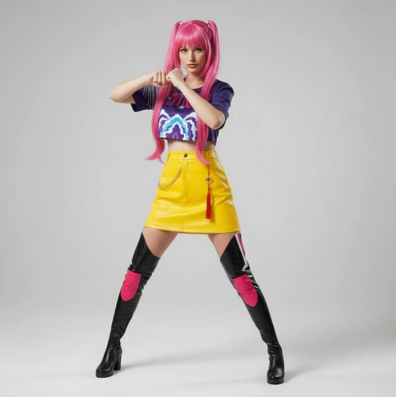Ember | Women’s K-Pop Costume Set | Graphic Crop Top Mini Skirt-Women Costume Set-Pick NewYork