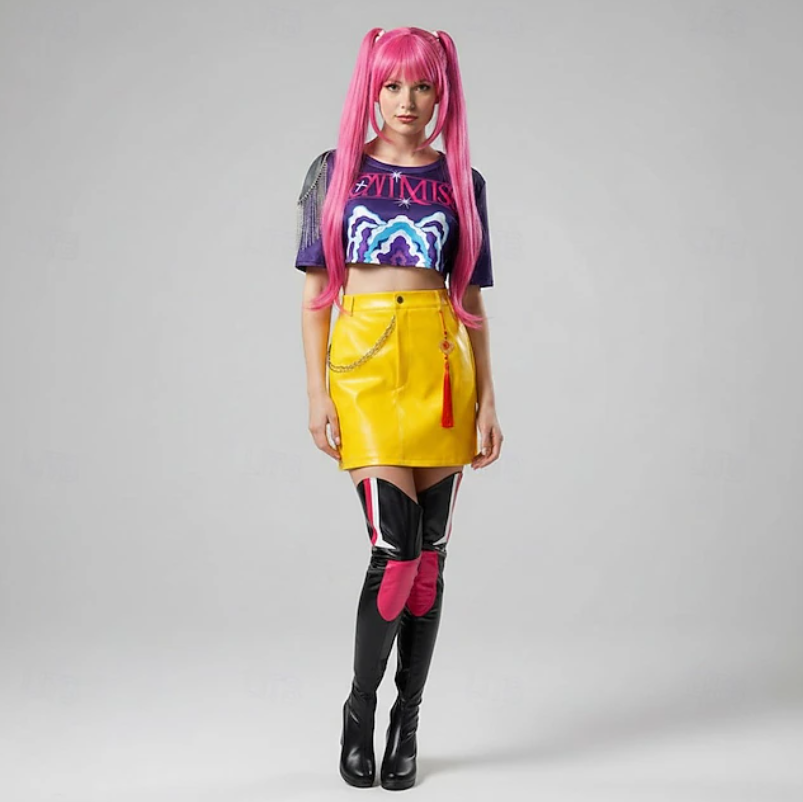 Ember | Women’s K-Pop Costume Set | Graphic Crop Top Mini Skirt-Women Costume Set-Pick NewYork