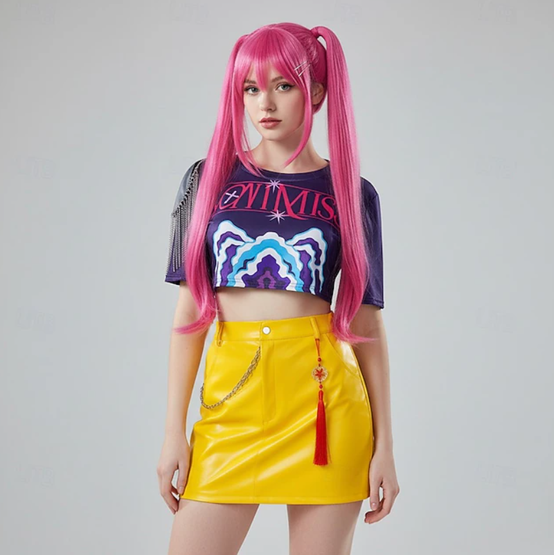 Ember | Women’s K-Pop Costume Set | Graphic Crop Top Mini Skirt-Women Costume Set-Pick NewYork