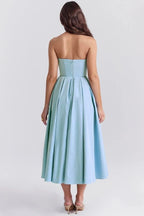 Estelle | Women’s Strapless Midi Dress | Pleated Skirt Wedding Guest-Women Dress-Pick NewYork