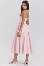 Estelle | Women’s Strapless Midi Dress | Pleated Skirt Wedding Guest-Women Dress-Pick NewYork