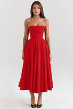 Estelle | Women’s Strapless Midi Dress | Pleated Skirt Wedding Guest-Women Dress-Pick NewYork