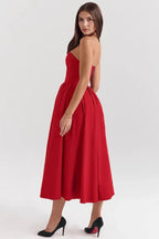 Estelle | Women’s Strapless Midi Dress | Pleated Skirt Wedding Guest-Women Dress-Pick NewYork