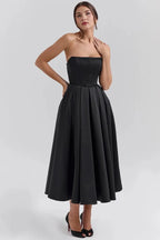 Estelle | Women’s Strapless Midi Dress | Pleated Skirt Wedding Guest-Women Dress-Pick NewYork