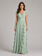 Evangeline | Women's Ruffle Maxi Dress | Chiffon Wedding Guest Dress-Women Dress-Pick NewYork