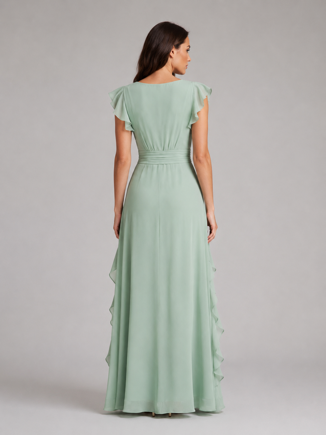 Evangeline | Women's Ruffle Maxi Dress | Chiffon Wedding Guest Dress-Women Dress-Pick NewYork