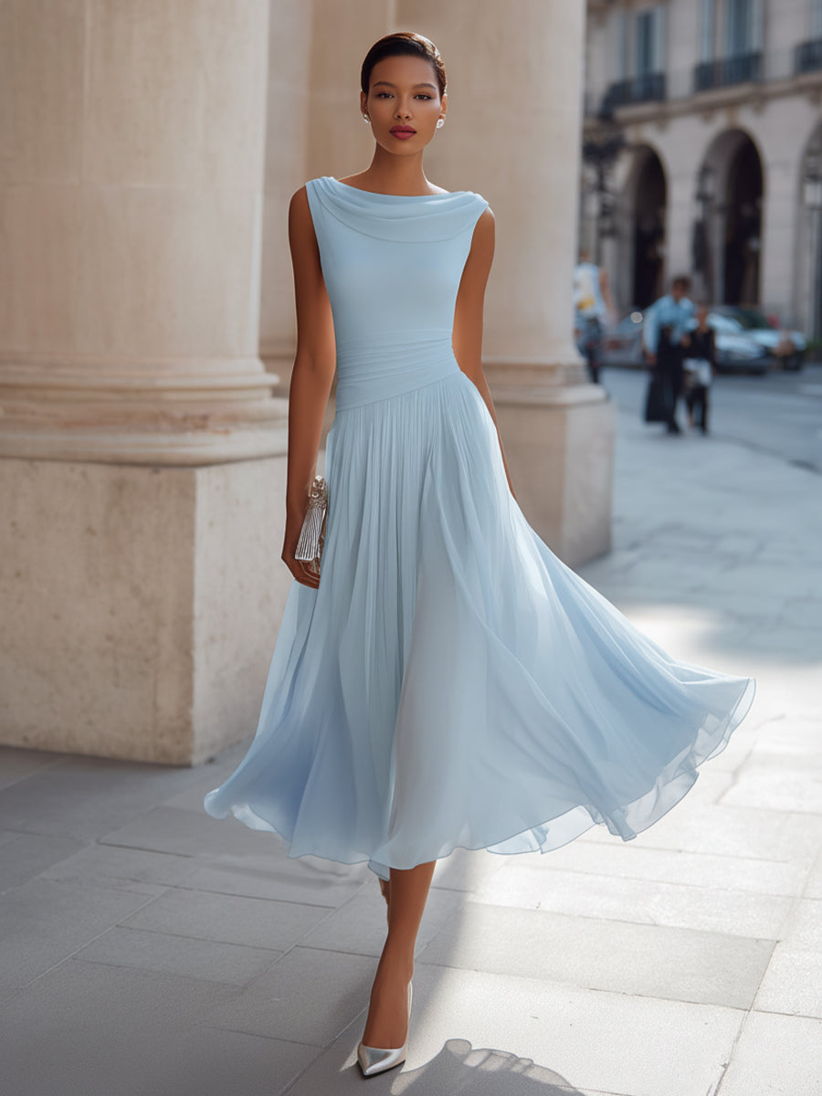 Evelyn | Women’s Pleated Midi Dress | Sleeveless Wedding Guest-Women Dress-Pick NewYork