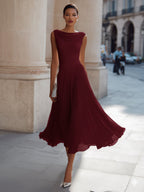 Evelyn | Women’s Pleated Midi Dress | Sleeveless Wedding Guest-Women Dress-Pick NewYork