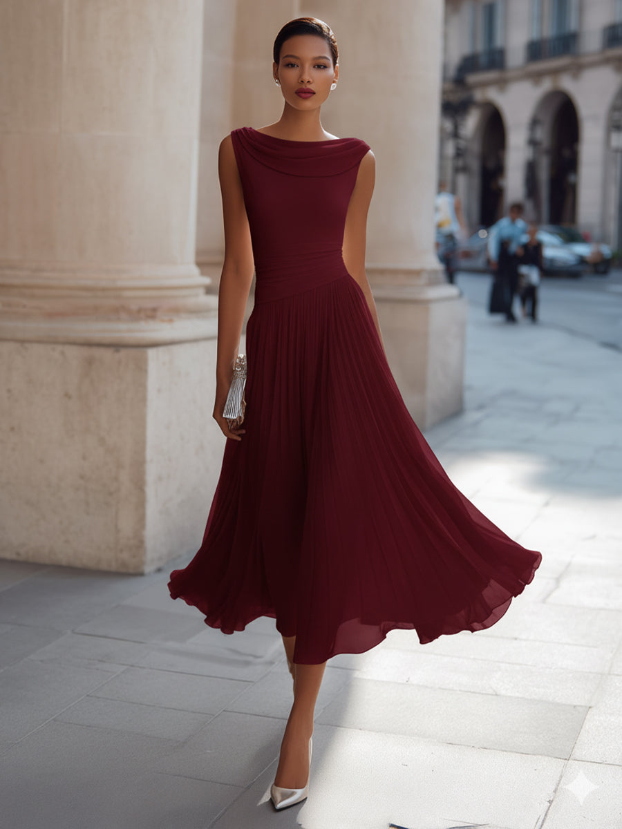 Evelyn | Women’s Pleated Midi Dress | Sleeveless Wedding Guest-Women Dress-Pick NewYork