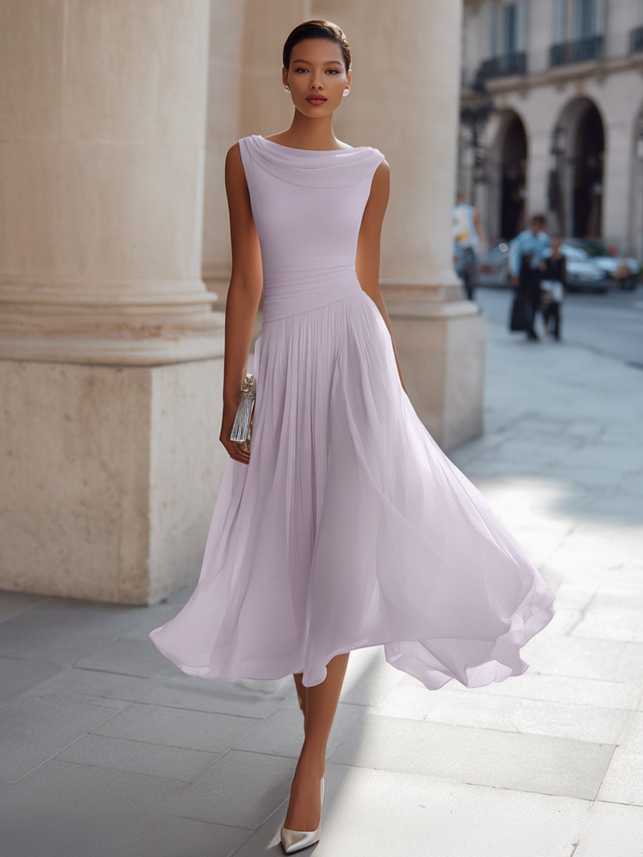 Evelyn | Women’s Pleated Midi Dress | Sleeveless Wedding Guest-Women Dress-Pick NewYork