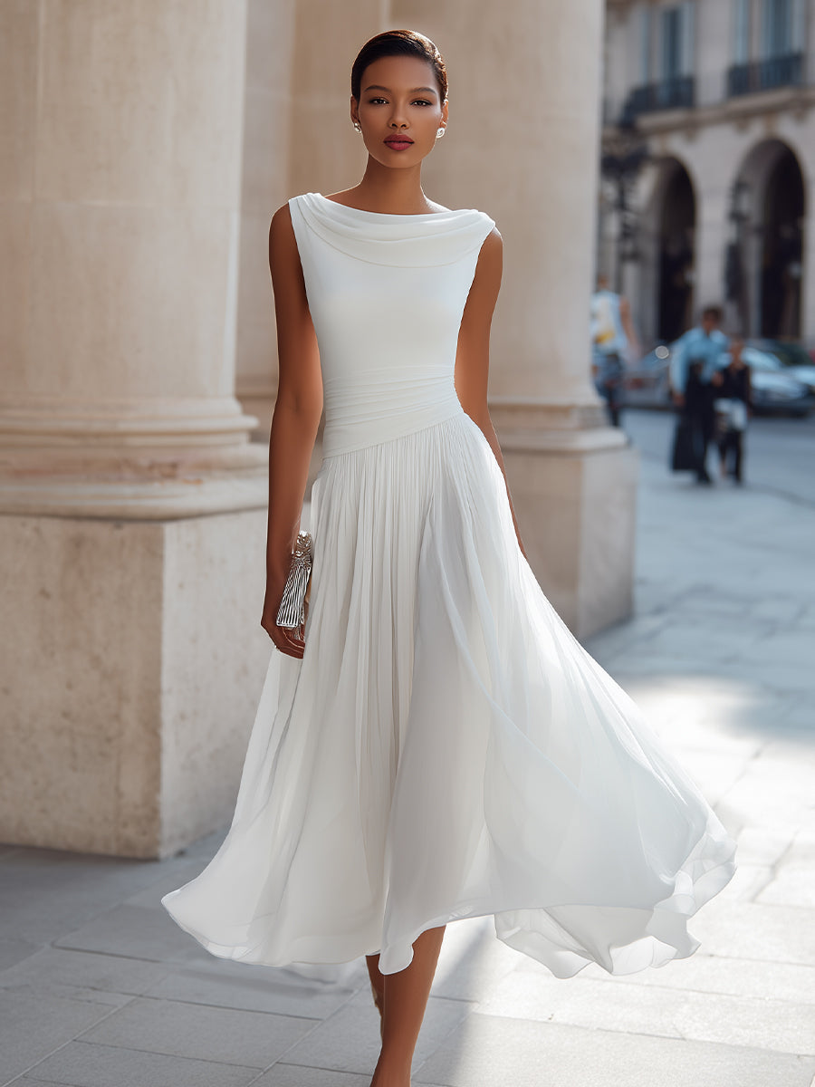 Evelyn | Women’s Pleated Midi Dress | Sleeveless Wedding Guest-Women Dress-Pick NewYork