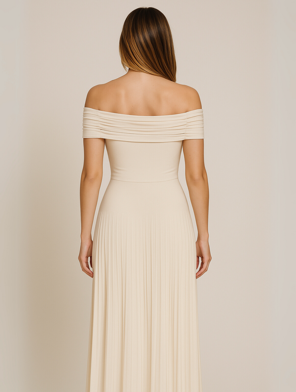 Everly | Women’s Off Shoulder Pleated Maxi Dress | Foldover Neckline Floor Length Wedding Guest-Women Dress-Pick NewYork