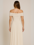 Everly | Women’s Off Shoulder Pleated Maxi Dress | Foldover Neckline Floor Length Wedding Guest-Women Dress-Pick NewYork