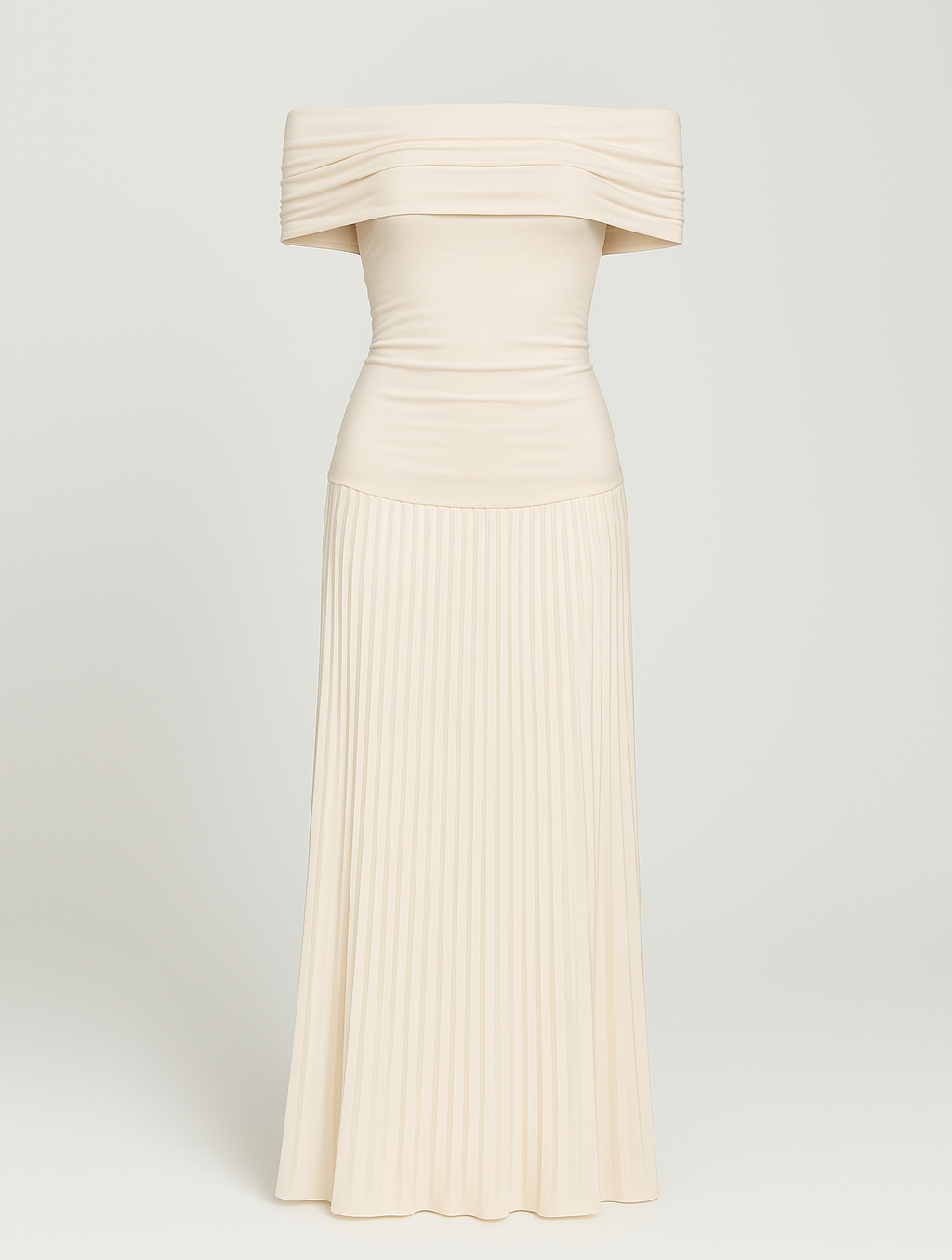 Everly | Women’s Off Shoulder Pleated Maxi Dress | Foldover Neckline Floor Length Wedding Guest-Women Dress-Pick NewYork