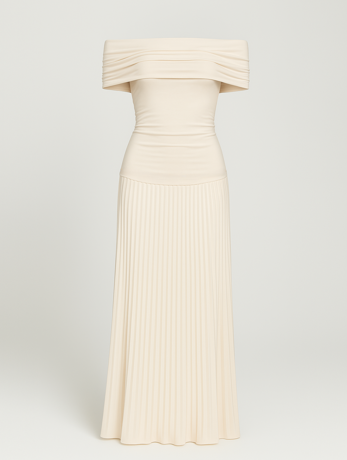 Everly | Women’s Off Shoulder Pleated Maxi Dress | Foldover Neckline Floor Length Wedding Guest-Women Dress-Pick NewYork