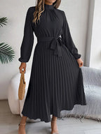 Madison | Women's Pleated Midi Dress | Long Sleeve-Women Dress-Pick NewYork
