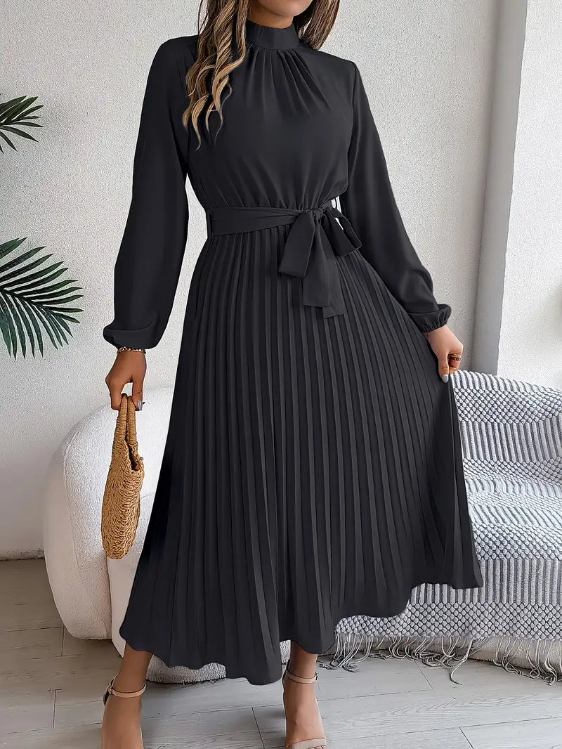 Madison | Women's Pleated Midi Dress | Long Sleeve-Women Dress-Pick NewYork