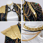 Nova | Women's Kpop Cosplay Costume | Black Gold Outfit-Costume Set-Pick NewYork
