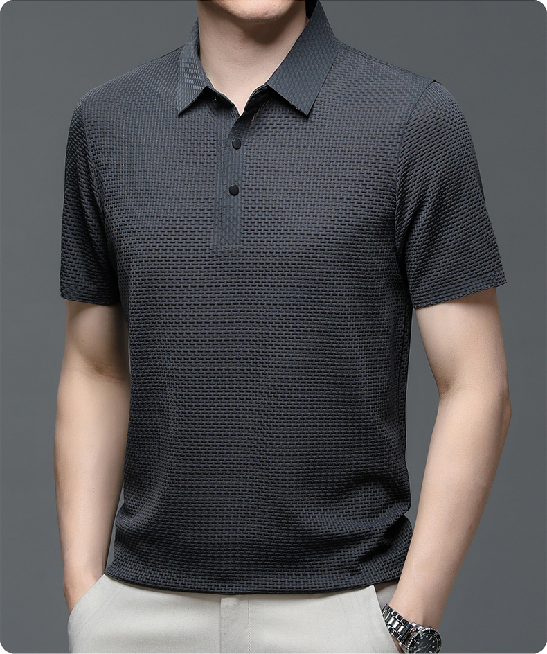 Grayson | Men’s Textured Polo Shirt | Short Sleeve Button Placket Casual Wear-Men Polo-Pick NewYork