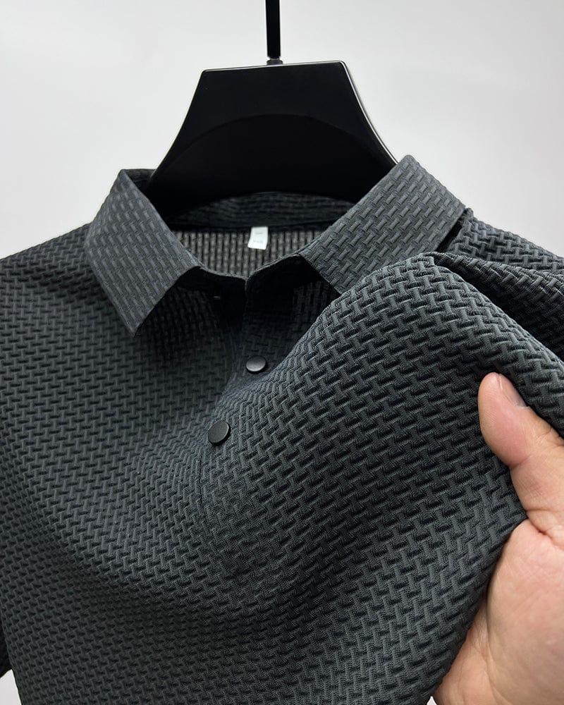 Grayson | Men’s Textured Polo Shirt | Short Sleeve Button Placket Casual Wear-Men Polo-Pick NewYork