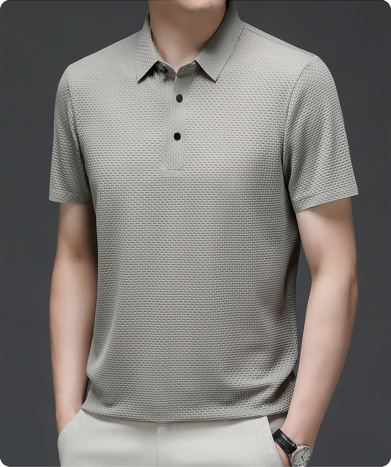Grayson | Men’s Textured Polo Shirt | Short Sleeve Button Placket Casual Wear-Men Polo-Pick NewYork