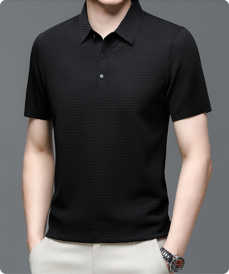 Grayson | Men’s Textured Polo Shirt | Short Sleeve Button Placket Casual Wear-Men Polo-Pick NewYork