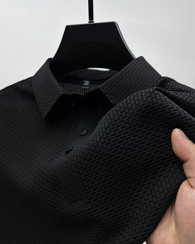 Grayson | Men’s Textured Polo Shirt | Short Sleeve Button Placket Casual Wear-Men Polo-Pick NewYork