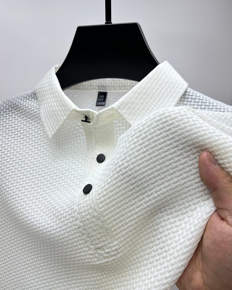 Grayson | Men’s Textured Polo Shirt | Short Sleeve Button Placket Casual Wear-Men Polo-Pick NewYork