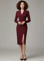 Harper | Women's Blazer Midi Dress | Double Breasted Long Sleeve Office Wear-Women Dress-Pick NewYork