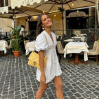 Hazel | Women’s Embroidered Mini Dress | V Neck Puff Sleeve Occasion Wear-Women Dress-Pick NewYork