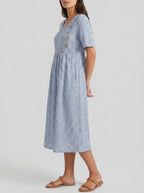 Hazel | Women’s Striped Midi Dress | A Line Resort Wear-Women Dress-Pick NewYork