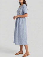 Hazel | Women’s Striped Midi Dress | A Line Resort Wear-Women Dress-Pick NewYork