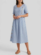 Hazel | Women’s Striped Midi Dress | A Line Resort Wear-Women Dress-Pick NewYork