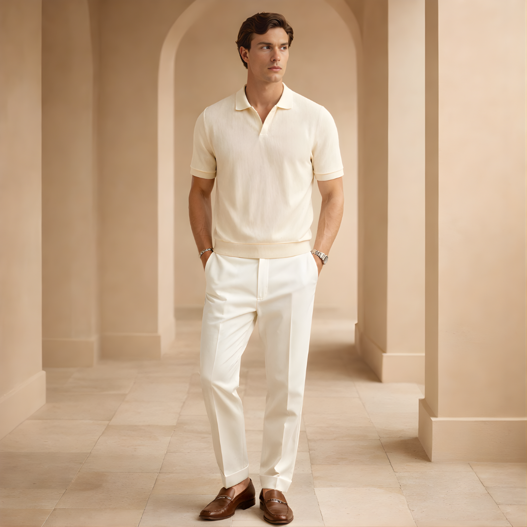Hudson | Men's Knit Polo Shirt | Short Sleeve Smart Casual-Men Polo-Pick NewYork