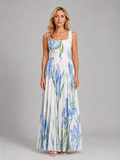 Iris | Women's Floral Print Maxi Dress | Square Neck A Line-Women Dress-Pick NewYork