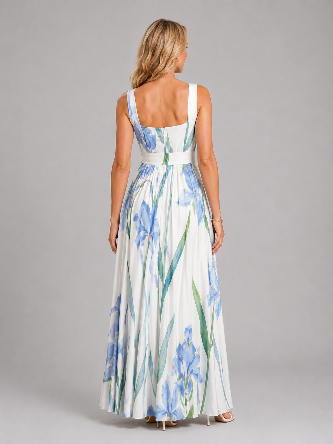 Iris | Women's Floral Print Maxi Dress | Square Neck A Line-Women Dress-Pick NewYork