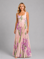 Iris | Women's Floral Print Maxi Dress | Square Neck A Line-Women Dress-Pick NewYork