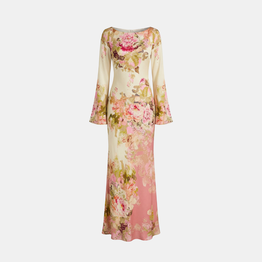 Isabella | Women's Floral Maxi Dress | Long Sleeve Wedding Guest Dress-Women Dress-Pick NewYork