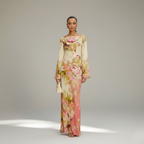 Isabella | Women's Floral Maxi Dress | Long Sleeve Wedding Guest Dress-Women Dress-Pick NewYork